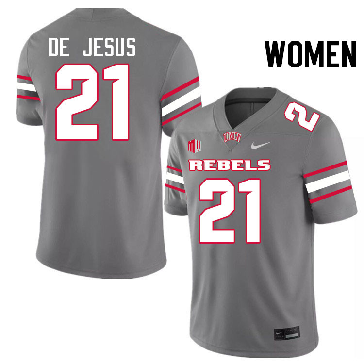 Women #21 Jacob De Jesus UNLV Rebels College Football Jerseys Stitched-Grey